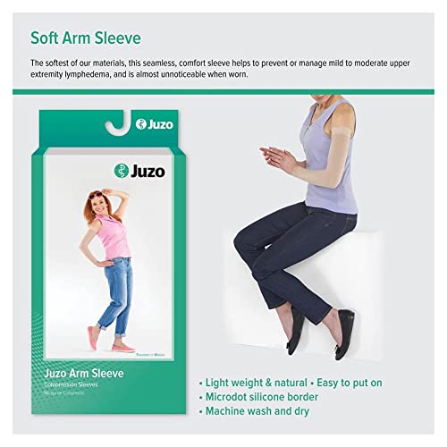 Juzo Soft 2001 20-30mmhg Standard Armsleeve with Silicone Top Band for Women,Beige,3 (III)
