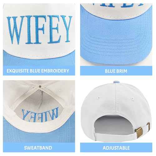 Hubby and Wifey Gifts Hat for Bridal Shower Gifts, Adjustable Couples Hat for Wedding Honeymoon Anniversary for Newlyweds