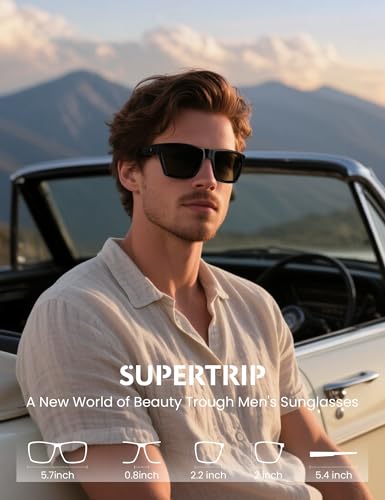 Supertrip Polarized Sports Sunglasses for Men - Matte Black Frame with Smoke Grey Lenses