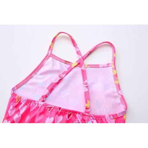 LUOUSE Girls Sparkle Swimsuits Quick Dry Crossback One Piece Beach Swimwear Bathing Suit with Adjustable Strap 4-9 Years