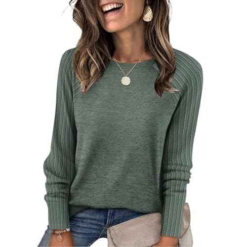 SAMPEEL Sweatshirt for Women Long Sleeve Shirts Crewneck Sweaters Fall Fashion Outfits 2025 Trendy Tunic Tops Plus Size