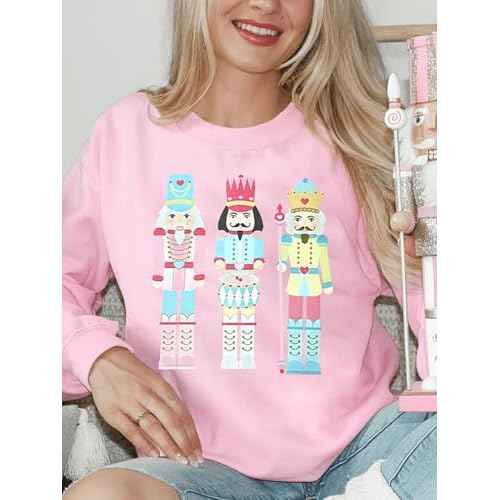 Women's Christmas Nutcracker Sweatshirt Crewneck Long Sleeve Shirt Xmas Holiday Pullover Tops