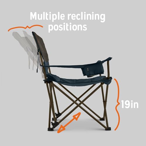Kelty Deluxe Lounge Chair ? Folding Outdoor Camp Chair, Insulated Cupholders, Customized Recline, Steel Frame, Padded Roll Storage, 2024 (Deep Lake)