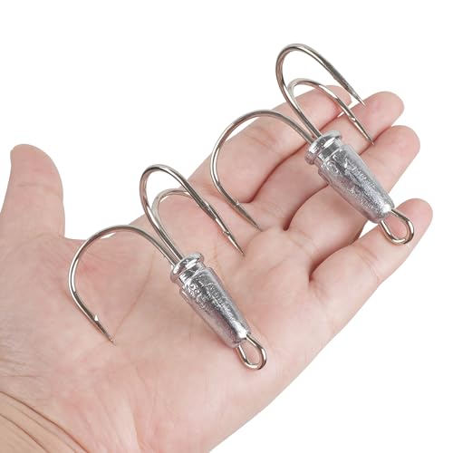 Weighted Treble Fishing Hooks 5PCS Saltwater & Freshwater Snagging Hooks