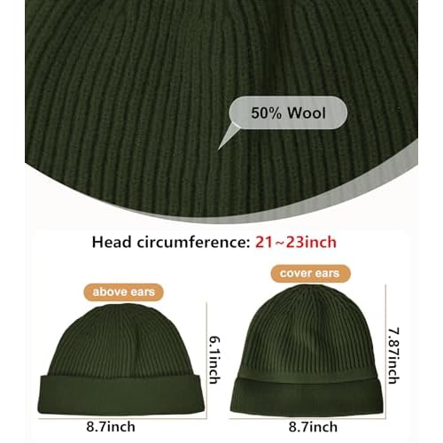 Swag Wool Knit Cuff Short Fisherman Beanie for Men Women, Spring Fall Winter Warm Hats, Trawler Skull Cap, Watch Cap