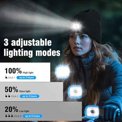 Unisex Beanie Hat with LED Light, USB Rechargeable Headlamp Caps, Windproof Warm Knit hat for Adults, 3 Brightness Modes for Fishing, Camping, Hiking Black