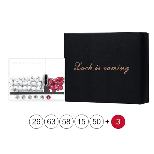 Lottery Number Selector for Lotto Powerball - White & Red Balls, Classic Edition - Fun Desk Toy & Gift