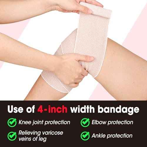 6 Pack Premium Elastic Bandage Wrap(2x2, 2x3, 2x4), Compression Bandage Wrap, Lymphedema Wraps for Legs, Ankle, Knee, Tummy