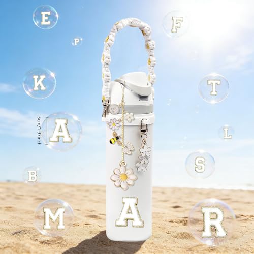Water Bottle Charm Set for Owala Bottles Flowers Handle Strap Personalization