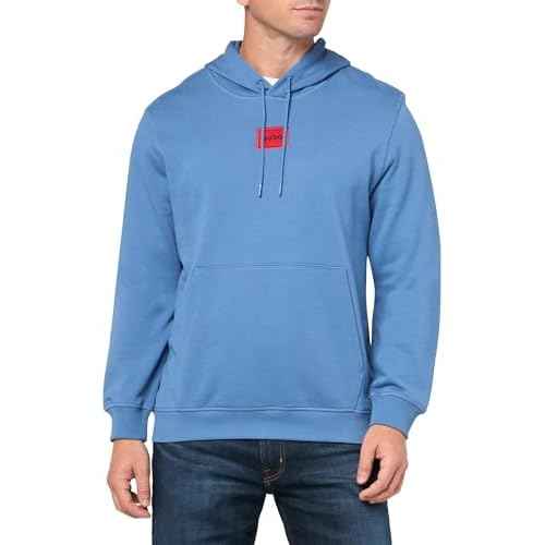 HUGO Men's Regular Fit Square Logo Jersey Hooded Sweatshirt