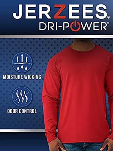 Jerzees Men's Dri-Power Cotton Blend Long Sleeve T-Shirt Black Medium - Moisture Wicking & Odor Protection