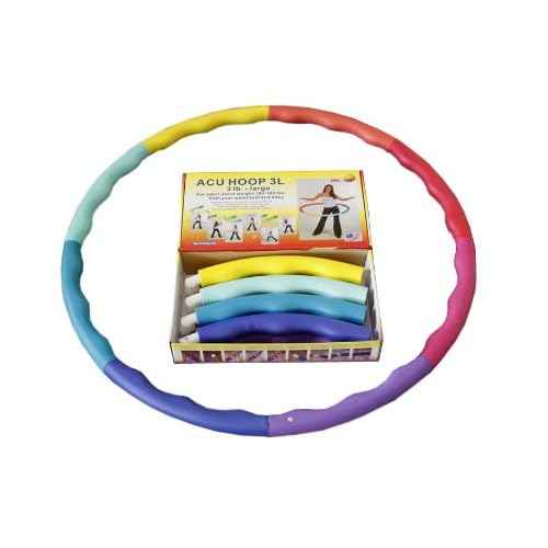 Weighted Hula Hoop, ACU Hoop 3L - 3.3 lb Large, Weight Loss Fitness Workout Sports Hoop with ridges. (Rainbow Colors)