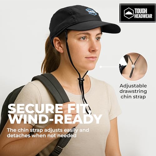Tough Headwear Fishing Cap with Face Mask & Neck Flap - Black - Sun Protection UPF 50
