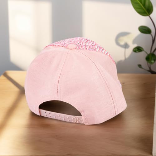 Bling Studded Shiny Rhinestones Crystals Baseball Cap, Sparkle Adjustable Ponytail Visor Cap Sun Hat for Women Men