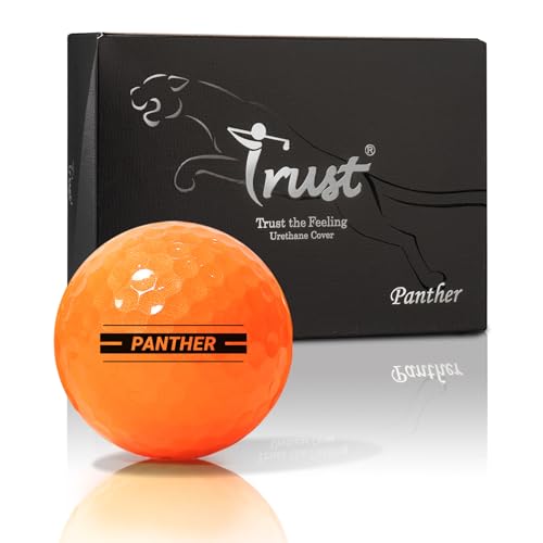 Trust Panther Orange 12 Balls - Extra Thin Urethane Cover Golf Balls for High Spin & Distance
