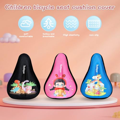 Kids Bike Seat Cushion Black S - Cartoon Non-Slip Shock Absorbing Seat Cover