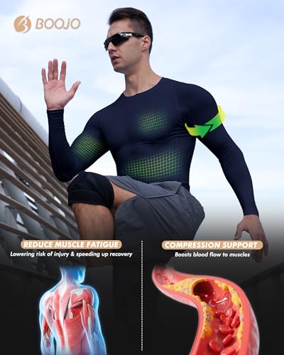 Men's Compression Long Sleeve Shirt 2 Pack - Black & White, Medium