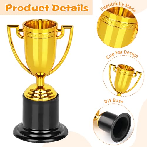 12PCS Mini Gold Plastic Trophies 4 Inch Award Cups for Kids & Sports - Durable