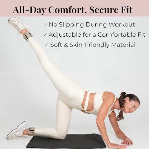 Beige Wrist & Ankle Weights for Women 2 lb Total, Adjustable Resistance