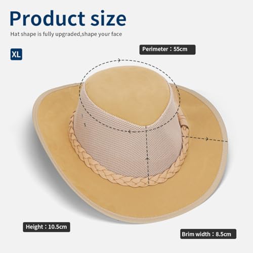 X-Large Mesh Sun Hat for Men Golf Beach Safari Wide Brim Outdoor Cap - Natural