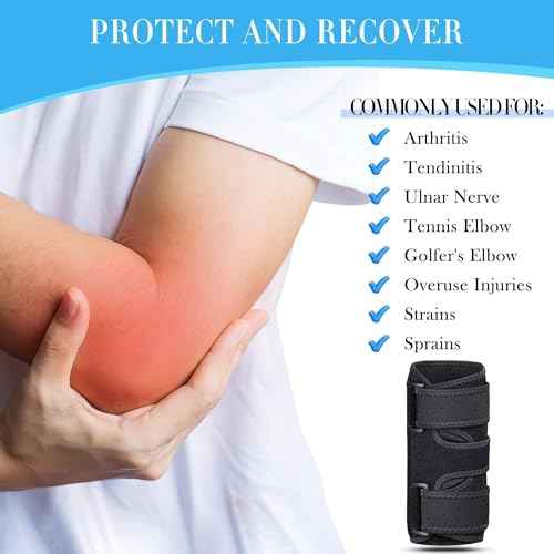 Niceuare Elbow Brace with 2 Removable Metal Splints - Adjustable Elbow Support for Tendonitis, Cubital Tunnel Syndrome, and Ulnar Nerve Entrapment Pain Relief Fit Men £¦ Women