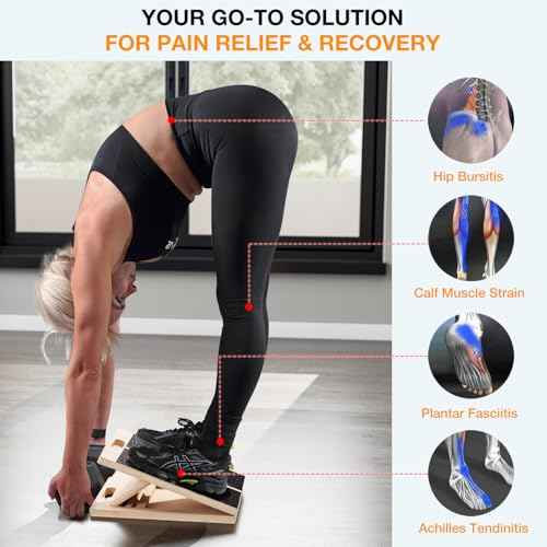 TEMI Slant Board for Calf-Stretching - Wooden Incline Wedge Stretcher for Squats, Foot & Ankle Mobility, Portable Fitness Equipment, Balance Block