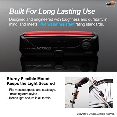 120 Lumen Bicycle Tail Light with USB Rechargeable LEDs, 7 Modes, Water Resistant