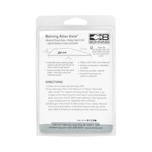 Bohning Atlas AR 1000 Vane, 2.8", White, 36pk