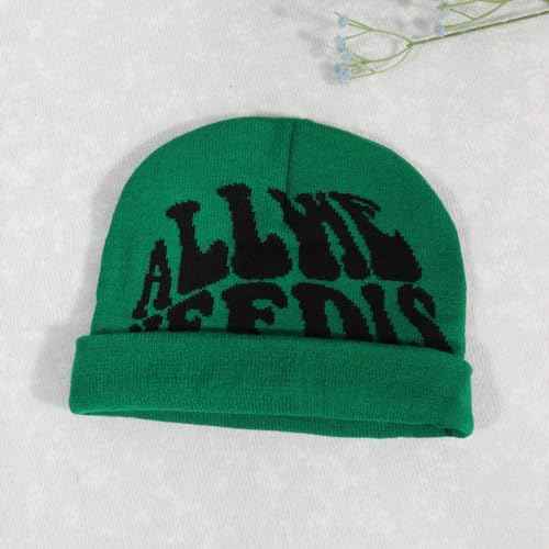 Y2K Beanie Hat for Men & Women Trendy Soft Stretchable Winter Cap, Warm Comfortable Cold Weather Knit Accessory - Green