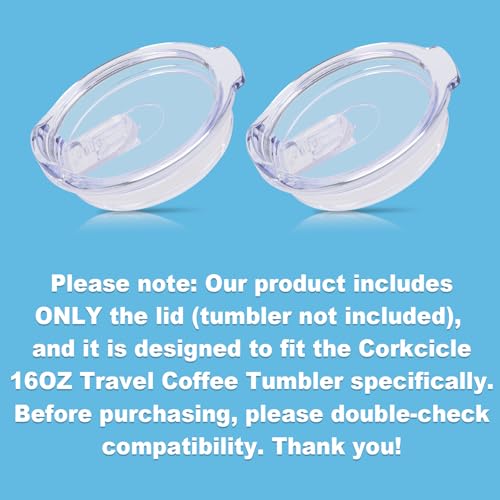 Engorgio 2 Pack Clear 16oz Replacement Spill-Proof Lid Set for Corkcicle Tumblers - Double Sealing