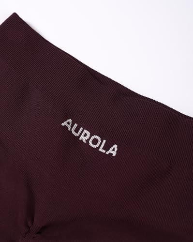 AUROLA Power Workout Shorts for Women Medium Black Cherry Tummy Control Squat Proof