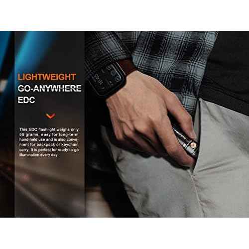 Fenix E18R V2 1200 Lumens EDC Rechargeable Flashlight with Edisonbright Holster Bundle