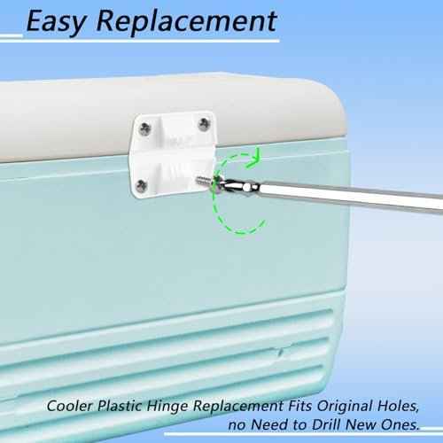 2 Set Cooler Plastic Hinges with Screws Set, Cooler Hinges Replacement Parts, Compatible with Coleman Camping Coolers Hinges with 8 Pcs Screws