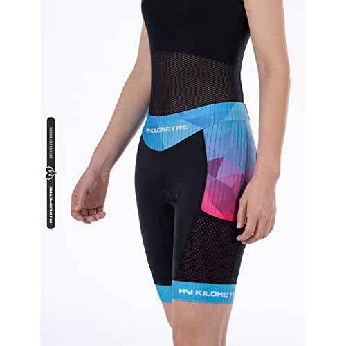 MY KILOMETRE Womens Triathlon Shorts 8¡± Inseam Tri Shorts with Side Pockets Adjustable Drawstring