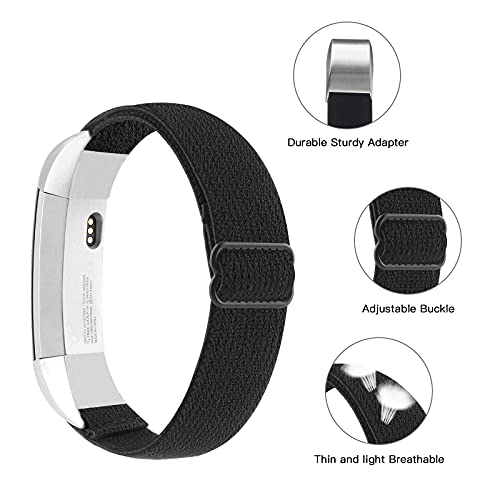 Adjustable Breathable Nylon Sports Wristbands for Fitbit Alta/Alta HR - Black
