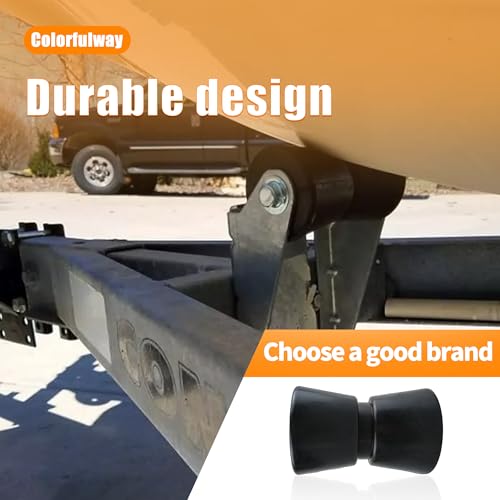 Heavy Duty Boat Trailer Keel Roller Fits 5-Inch Wide Bracket - Black Rubber
