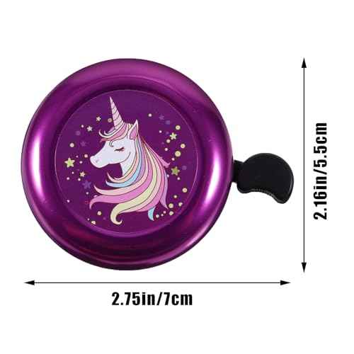 Unicorn Bike Bell for Girls, Purple Pink Bike Bell for Bicycle Scooter Bike Accessory