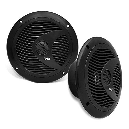 Pyle 6.5¡± Dual Marine Speakers - IP44 Waterproof and Weather Resistant Outdoor Audio Stereo Sound System with Built-in Led Lights, 150 Watt Power and Polypropylene Cone - 1 Pair - PLMR6LEB (Black)