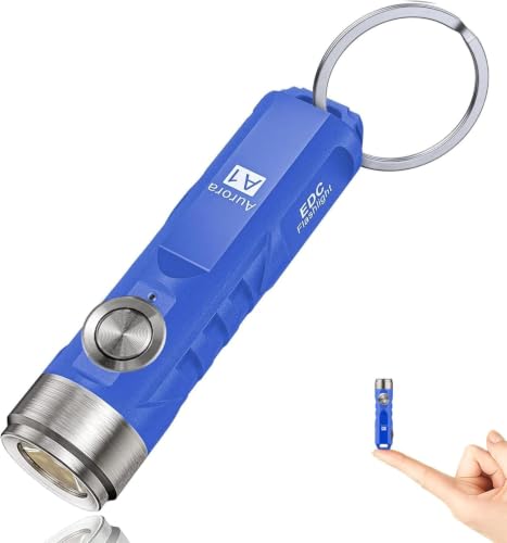 Mini Keychain Flashlight 650 Lumens Blue - USB-C Rechargeable, Compact EDC Light