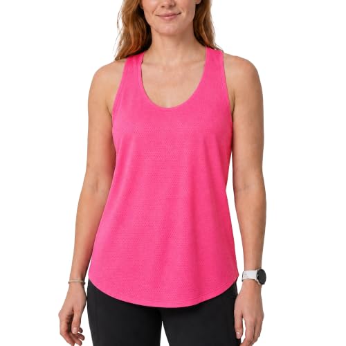Loose Fit Women's Athletic Tank Top - Moisture Wicking Workout Shirt, Large Hot Pink
