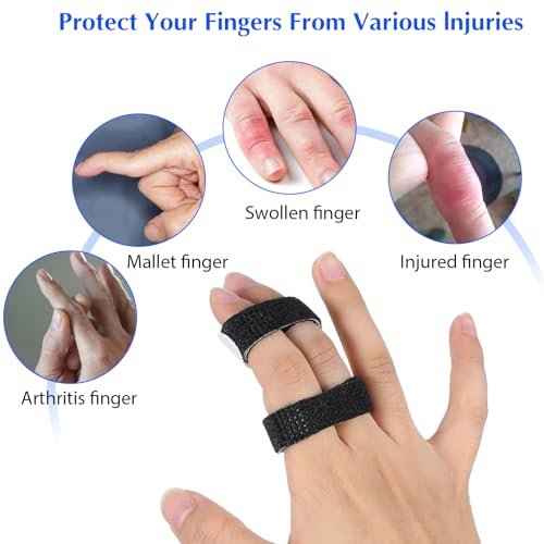 10 Pack Hook and Loop Finger Wrap, Washable and Reusable Buddy Straps for Fingers, Buddy Tape Finger Straps, Finger Buddy Straps for Injured Finger Support (Black)