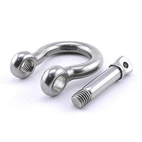 4 Pcs Stainless Steel Anchor Shackle 1/4", Heavy Duty Bow Shackle Lifting Sailing Bracelet Anchor Chain, Screw Pin Hardware Rigging for Chains Wirerope Lifting Paracord Outdoor Camping Survival Rop