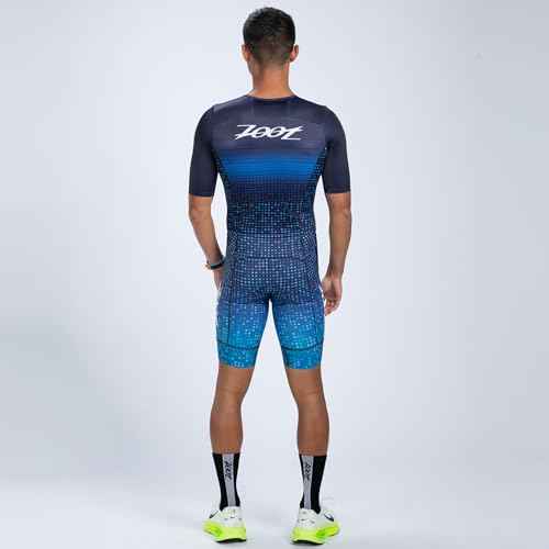 Zoot Men¡¯s LTD Tri Aero Fz Racesuit, Short Sleeve Aerodynamic Cycling Race Swim Bike Run Tri Suit with Pockets UPF 50+ Fabric