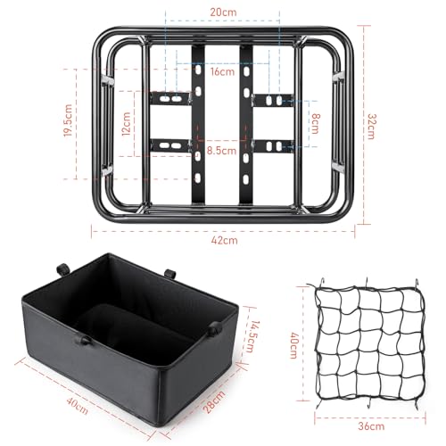 Large Bike Rear Basket 16.5x12.6x6 Inches with Cargo Net & Liner CXWXC