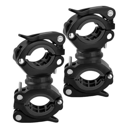 [2 Pack] Bicycle Flashlight Holder Mount, Adjustable Torch Clip for Cycling - Black