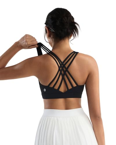 Running Girl Cross Back High Impact Sports Bras for Women Medium Black