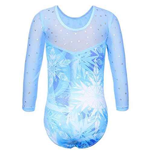 TFJH E Kids 3/4 Sleeve Girls' One Piece Sparkly Gymnastics Leotard Practice Outfits