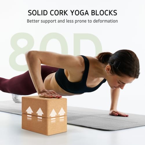 Yoga Block and Strap Set for Flexibility and Balance - Cork Support Kit