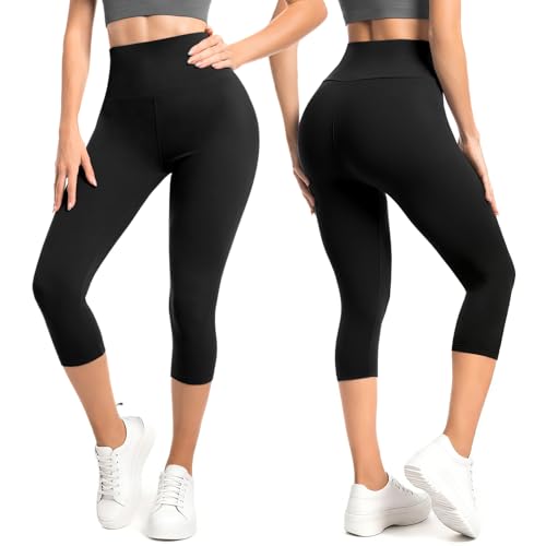 Women's Capri Leggings 2 Pack - Comfortable Athletic & Casual Wear