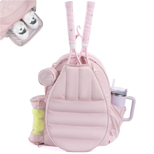 Pink Tennis Bag for Women – Holds 2 Rackets, Water Bottle & Accessories